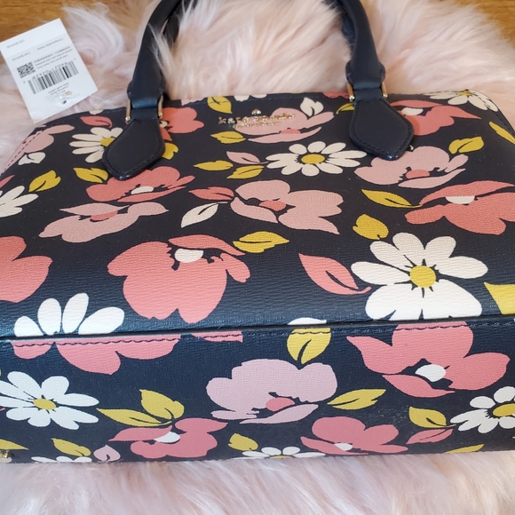 Kate spade road trip small satchel crossbody navy blue floral crossbody handbag - Picture 2 of 5